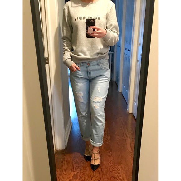 Zara Denim - ZARA BOYFRIEND DESTROYED JEANS 26 Light Blue